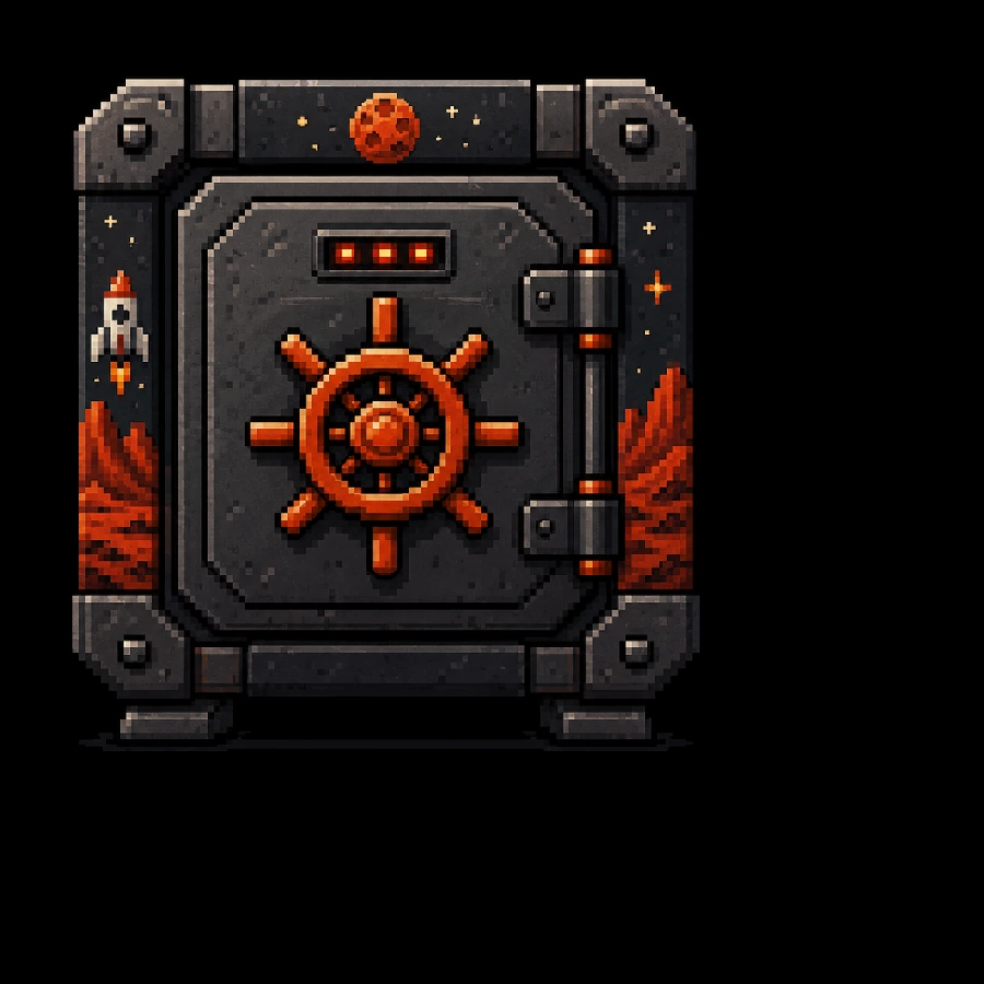 Front-facing pixel art vault with Mars details